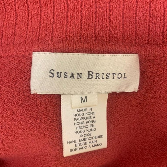 Vintage 2002 Susan Bristol red embroidered sweater long sleeve size M - Picture 3 of 13